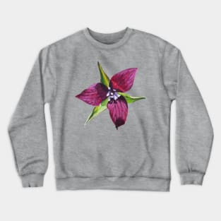 Red Trillium - Wildflower Painting (no background) Crewneck Sweatshirt